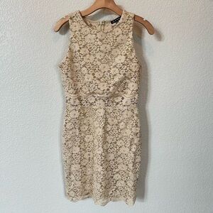 As U Wish Gold Champagne Lace Sequin Cocktail Holiday Dress Size M